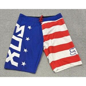 Fox Board Shorts Mens XL Multicolor USA Flag Patriotic Swim Trunks Stars Stripes